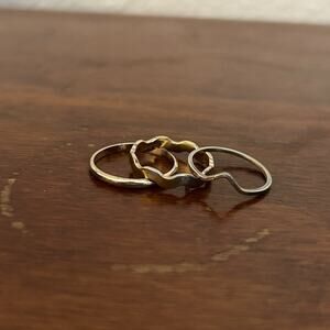 Lot Of 3 Stacking Rings Basic Silver/Gold Simple Wavy Size 7+ 8.5 7
